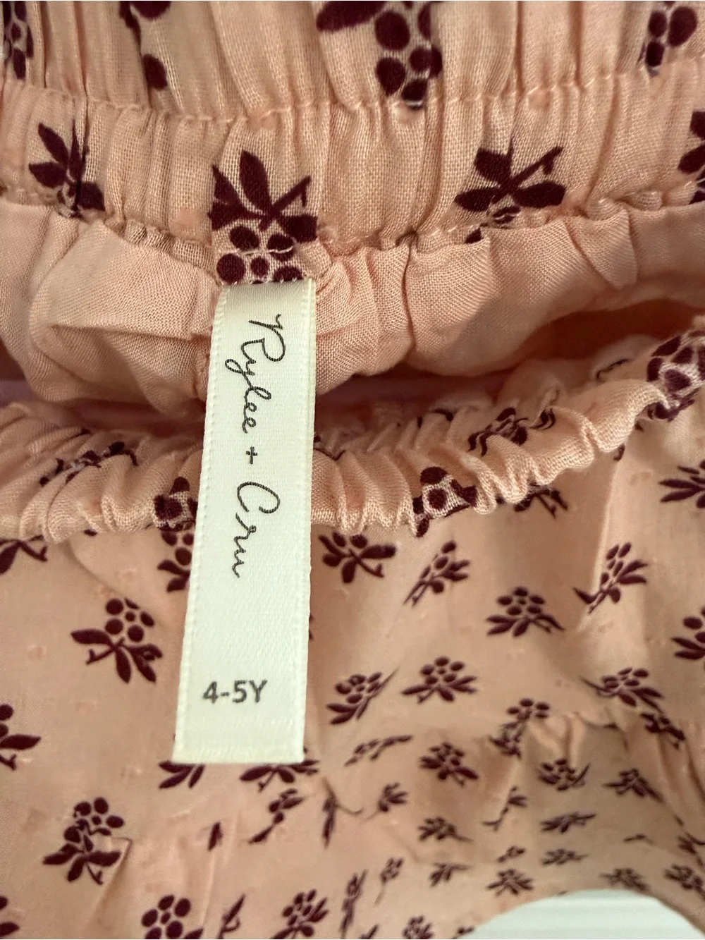 Rylee + Cru Girls Pink Floral Tiered Skort 100% cotton Size 4/5